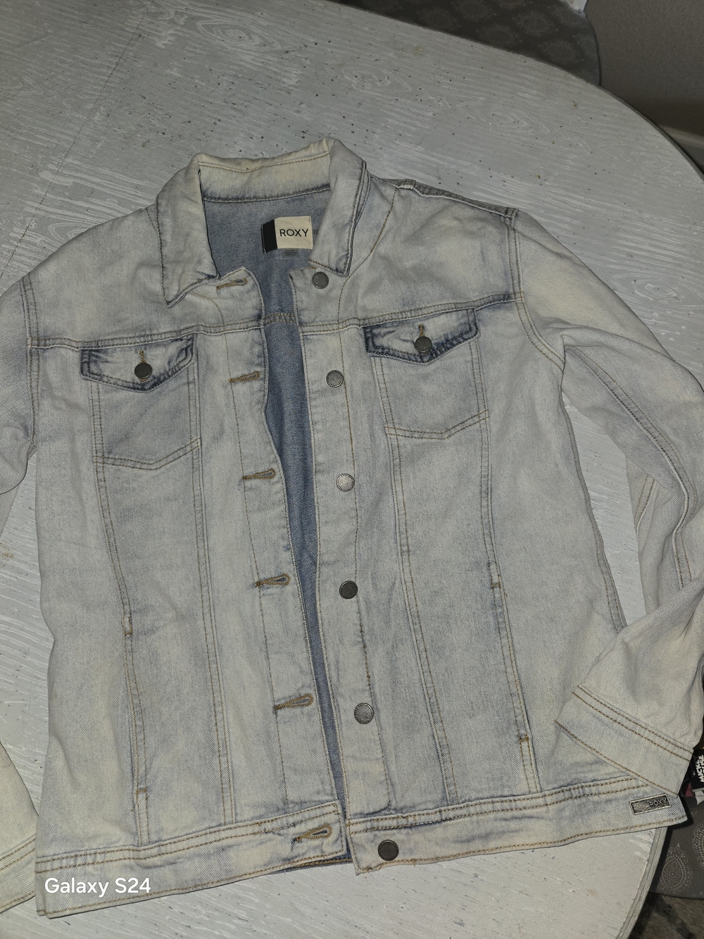 Roxy Light Wash Denim Jacket Womens S Oversized